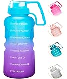 Enerbone Large 1 Gallon/ 128 OZ Motivational Water Bottle with Time Marker & Straw, Leakproof BPA &...