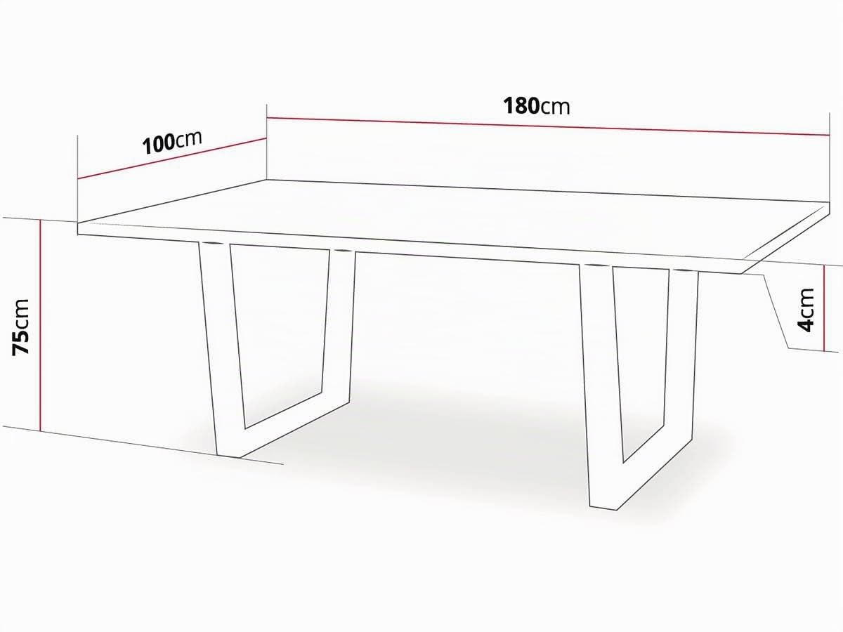 Table repas "Hollywood" - 200 x 100 x 76 cm - couleur: Chêne / Noir