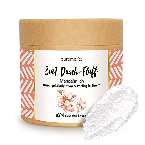 Gel douche 3 en 1 sans plastique puremetics pour peaux sèches à l'amande
