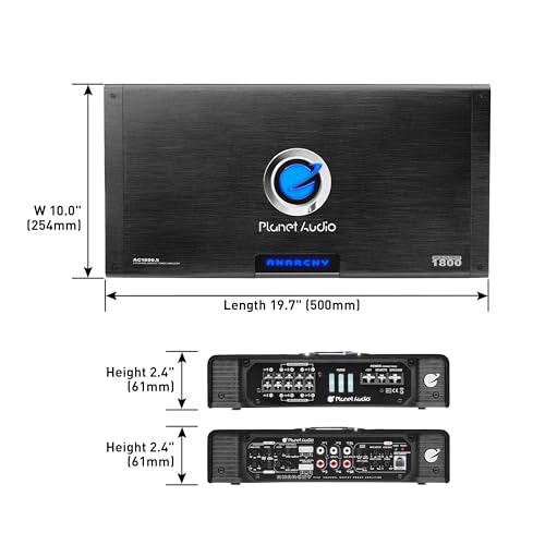 Planet Audio AC1800.5 Anarchy 1800 Watt, 5 Channel, 2/4 Ohm Stable Class A/B, Full Range, Bridgeable, MOSFET Car Amplifier with Remote Subwoofer Control