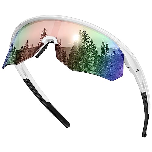 FRITTON Cycling Glasses Sports Glasses, UV400 Protection TR90 Cycling Baseball Sunglasses for Men Women, Adjustable Windproof Polarized Baseball Glasses for Cycling Baseball Running Golf Outdoor