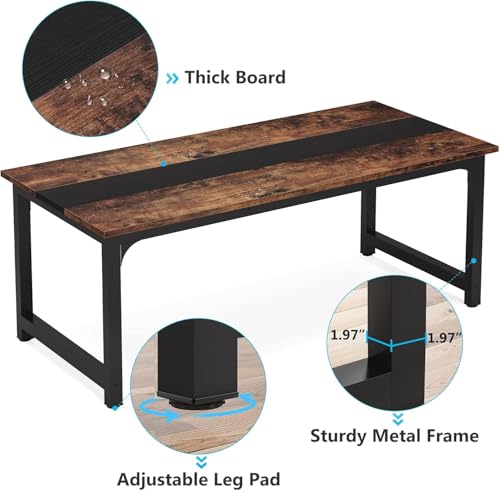 LITTLE TREE 63 Inch Large Executive Office Desk, Simple Computer Workstation with 31.5 inch Extra Wide Desktop for Home Office