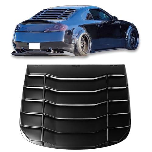 Fit 03-07 Infiniti G35 Coupe Unpainted ABS Plastic by Rear Window Louver | IKON MOTORSPORTS Matte Black product thumbnail 9