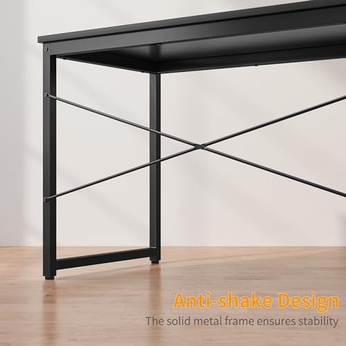 Image of Cubiker Computer Desk, Home Office Writing Study Desk, Modern Simple Style Laptop Table with Storage Bag (31.8 inch, Black)