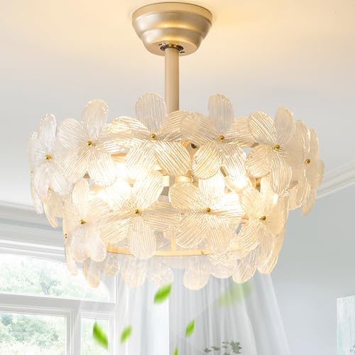 MizWacky Gold Crystal Fandelier Ceiling Fans with Lights, 20