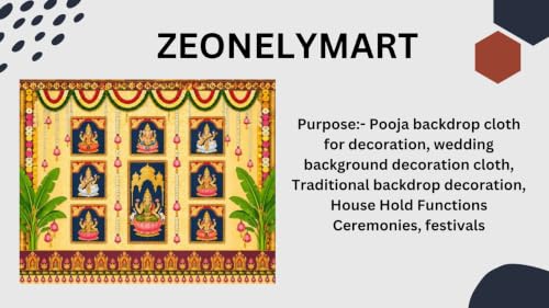 Image of sravanamasam Pooja Decoration Backdrop | Lakshmi and Lord Ganesha Puja Backdrop with Banana Trees 8x8 Feet |Lakshmi Pooja Background | varalakshmi Pooja Decoration Backdrop