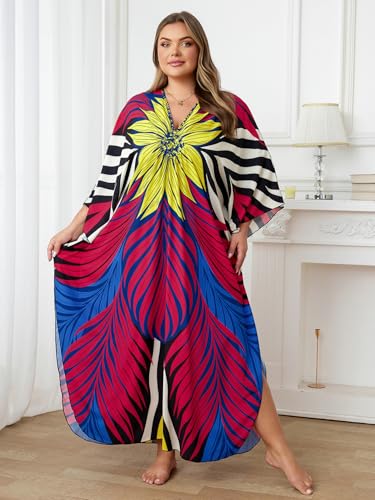 Image of Kaftan Dress for Women - Plus Size Caftan Maxi Beach Dress Moo Moos Loungewear, Swimsuit Cover Up for Beach, Pool or Vacation