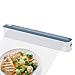 Plastic Wrap Dispenser with Cutter, Reusable Dispenser, Stretch Clear Cling Wrap for Kitchen Organization and Storage (Blue)