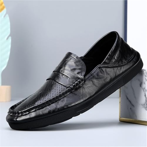 Men's Genuine Leather Driving Moccasins Breathable Slip-On Loafers Perforated Casual Shoes Fashion Versatile Comfortable Footwear2