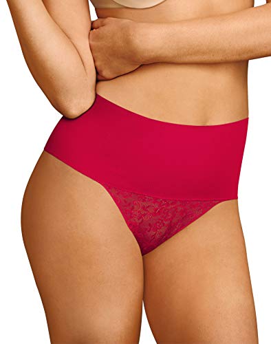 Maidenform Tame Your Tummy Lace Thong, XL, Scarlet Berry