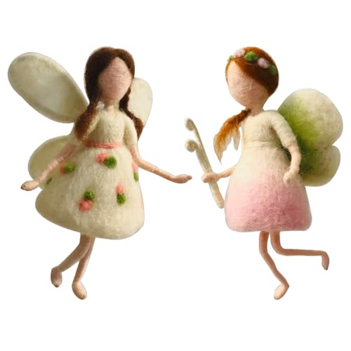 Image of White and Green Wing Elves Needle Felting Kits Friendly Instruction DIY Craft Kit for Beginners