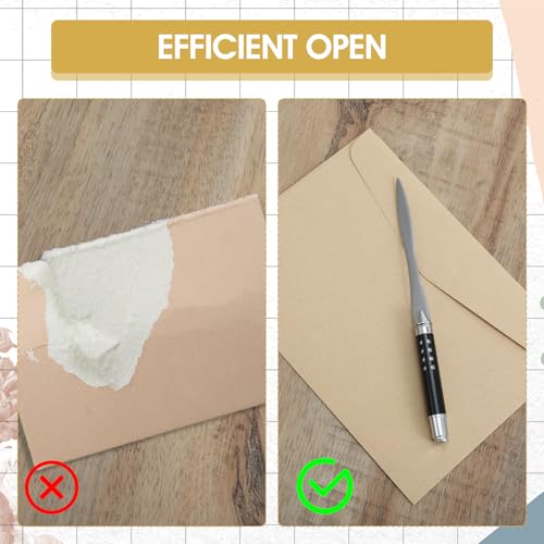 Ouligay 2 Stück Brieföffner Schwert, 16cm Edel Brieföffner Edelstahl Letter Openers Briefumschlagöffner, Mühelos Post und Pakete Öffnen, Geschenk für Büro Zuhause Schulbedarf (Silber, Schwarz)