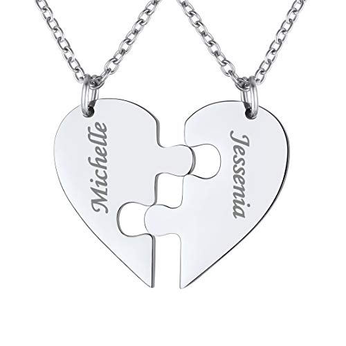 Colliers Bff Gravure personnalisée pour célébrer l'amour éternel d'un cœur séparable