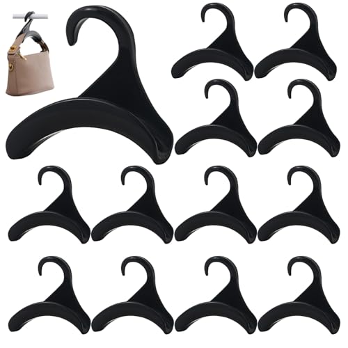 12 Pcs Purse Hanger Hook Acrylic Black Bag Tie Handbag Belt Hanger Closet Organizer Storage Handbags Tote Holder for Storing Handbags Satchels