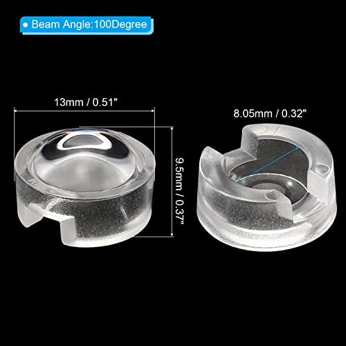 Image of PATIKIL 13mm LED Convex Lens, 20 Pack 100 Degree Beam Angle Acrylic LED Optical Convex Condenser Lens for 1W 3W LED Lamp Beads Infrared Cameras, Transparent