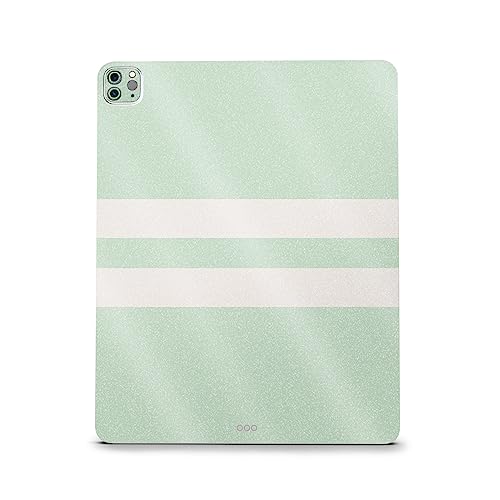 Image of MightySkins Carbon Fiber Skin Compatible with Apple iPad Pro 12.9 inch M2 6th Gen (2022) Full Wrap Kit - Mint Stripes | Protective, Durable Textured Carbon Fiber Finish | Easy to Apply | Made in The USA