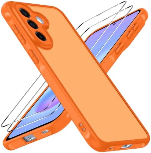 ivoler Matt Orange Hülle für Samsung Galaxy A57 5G mit 2 Stück Panzer Schutz Glas, [Militärstandard] Stoßfest Handyhülle Kratzfest Hard PC Rückseite Anti-Fingerabdruck Dünn Bumper