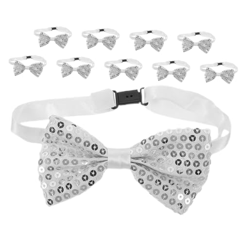 BESPORTBLE 10Pcs Sequin Bow Ties Pre Tied Adjustable Neck Tuxedo Bowtie for Boys for Graduation Weddings and Formal Events Durable Vibrant Color Retention