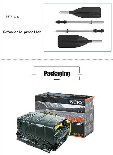 Image of Seahawk 3, 3 Person Inflatable Boat for Flood Rescue, Adventure, Rafting, Fishing, with Oars & Air Pump (68380)