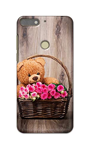 Image of PRINTFIDAA Roses and Teddy Bear in The Wicker Hard Back Cover for Honor 7C / Huawei Y7 Prime (2018) / Y7 (2018) / Nova 2 Lite Back Cover -(P6) KAT1004