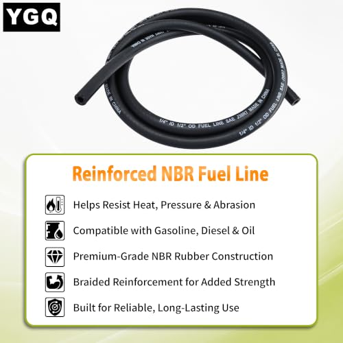 Image of 1 /4 inch ID Fuel Line Hose Braided NBR Rubber Tubing Kit w /Filters Valves Clamps fit for Kawasaki Kohler B S Craftsman MTD Small Engine Generator Mower Automotives (6.6ft)