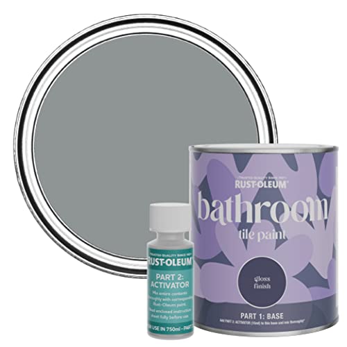 Rust-Oleum Mid-Grey Water-Resistant Bathroom Tile Paint in Gloss Finish - Anthracite 750ml