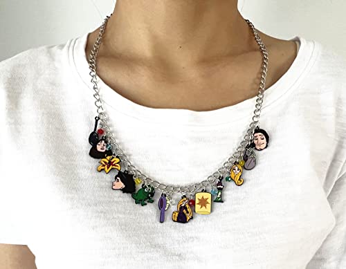 Jellyparty2018 Cinderella Snow White Princess Necklace Sleeping Beauty Tangled Brave Merida Charm Necklace Gifts For Women Girl (C) #TOP1