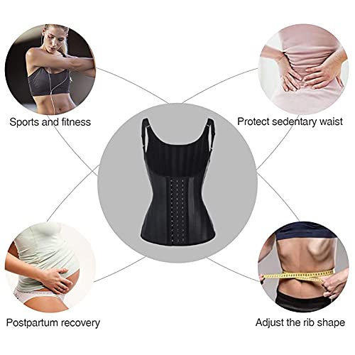 Lartigue Latex Waist Trainer For Women Underbust Sport Workout Corset Girdle Shapewear Hourglass Body Shaper (Black Vest-S) #TOP4