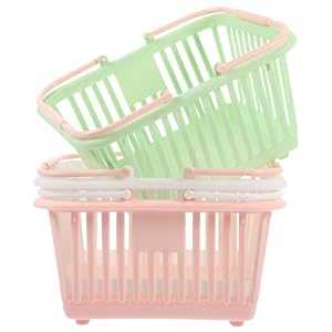 STOBOK プラスチック製取っ手付き収納バスケット 大容量シャワーバスケット兼用 野菜果物整理用 家庭用 キッチン収納用品 3個セット