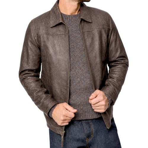Image of Isaac & David Chicago Men's New Black /Brown Lambskin Leather Classic Open Bottom Jacket Motorcycle Vintage Racing Jacket