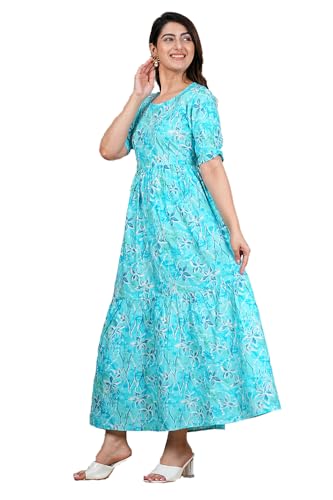 Image of Kuruti B Sheets Women's Cotton Floral Printed Regular Fit Anarkali Kurta for Women
