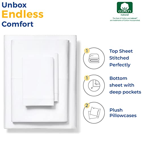 600-Thread-Count Egyptian Cotton Quality Sheet Set - Luxury King Size Cooling Bed Sheets For Hot Sleepers - Soft, Sateen Weave, Hotel Style Deep Pocket Fitted, Flat Sheets And Pillow Cases In White #TOP2