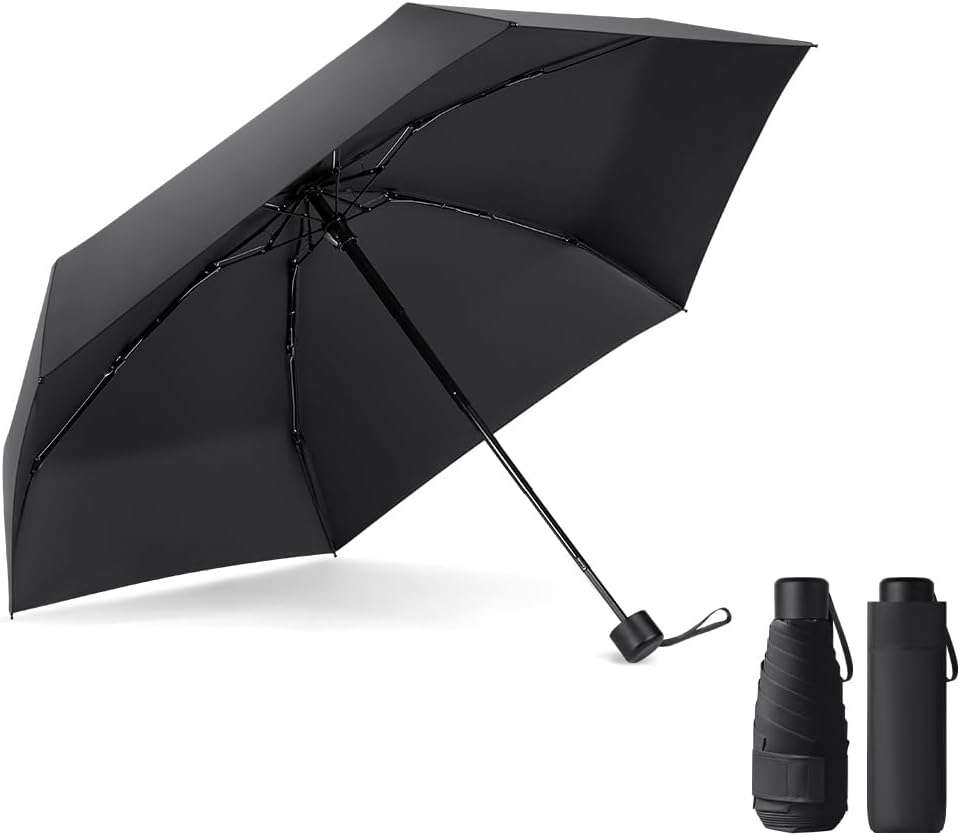 Vicloon Mini parasol,6 żeberek składany parasol podróżny,materiał 210T,słońce i deszcz,wiatroszczelny UV,lekki kompaktowy kieszonkowy