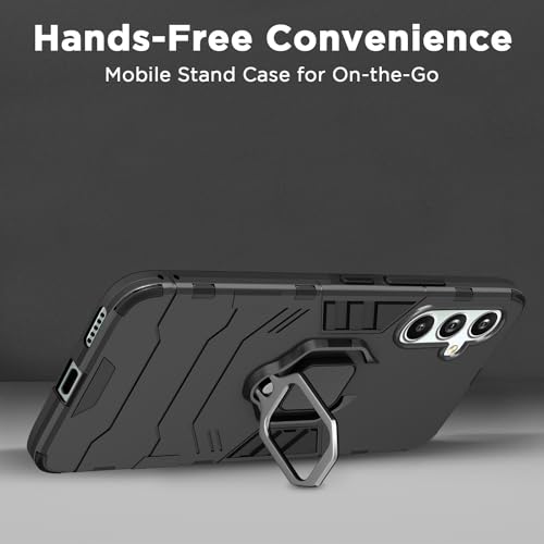 Image of Pikkme Samsung Galaxy S23 FE 5G Back Cover | D5 Tough Armor Bumper | 360 Protection Case | Ring Holder Stand Case for Samsung Galaxy S23 FE 5G (Black)