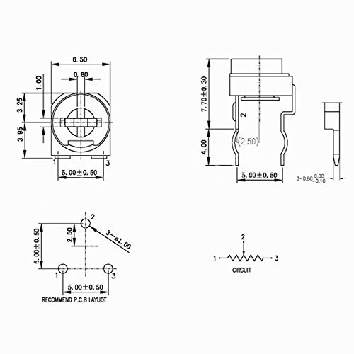 150 Pcs 15 Value 100 ohm- 2M ohm Trimpot Variable Resistor 6mm Potentiometer Assortment Kit