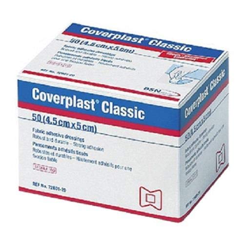 BSN Coverplast Classic Adhesive Fabric Dressings, Fingertip, 4.5cm x 5cm, Pack of 50