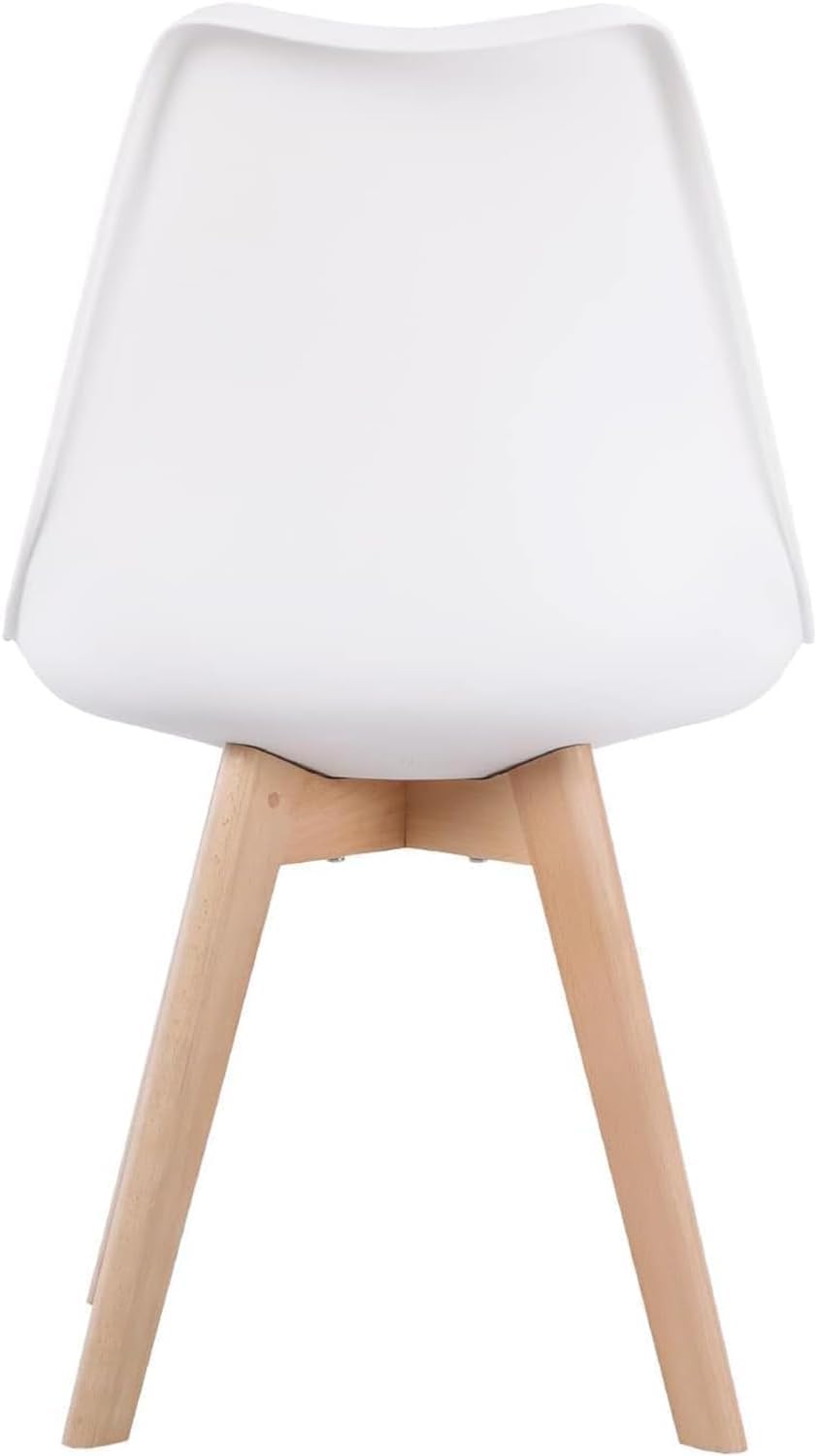 Sillas de Comedor, Sillas de Cocina con Respaldo Ergonómico, Asiento Acolchado Tapizado y Patas de Madera Maciza de Haya (Blanco, 4 Sillas)