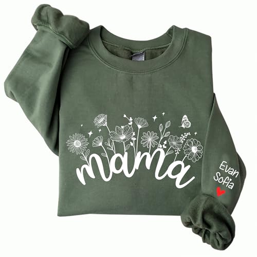 GABITA Custom Mama Sweatshirt With Names Personalized Mom Shirt Mama Gift Mother's Day