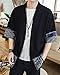Ambcol Men's Japanese Kimono Cardigan Loose Cotton Linen 3/4 Sleeve Open Front Casual Summer Shirt Jackets Black XX-Large