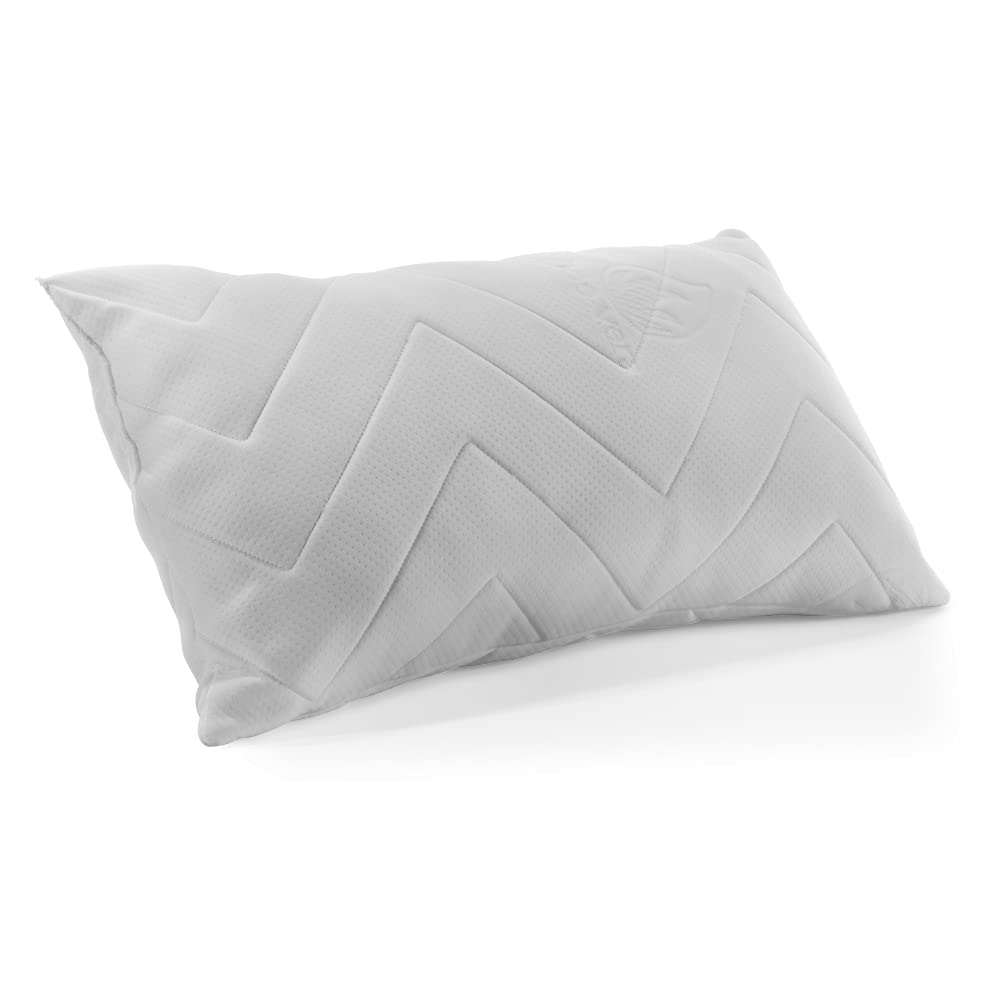 N/S Pack de 2 Almohadas con Copos de viscoelástica 150 cm, Almohada de Cama, Tejido Strech Transpirable, Funda Color Blanco, Almohada Suave, firmeza Media Baja, Ofertas Confort
