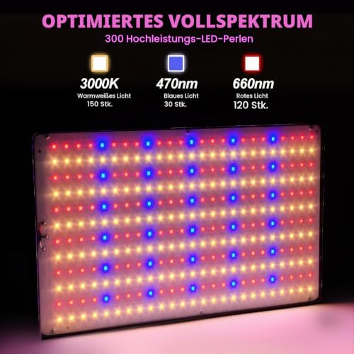 MICCYE Pflanzenlampe LED mit Ständer 300 LEDs für Boden und Tischplatte 25W – Ansicht 2