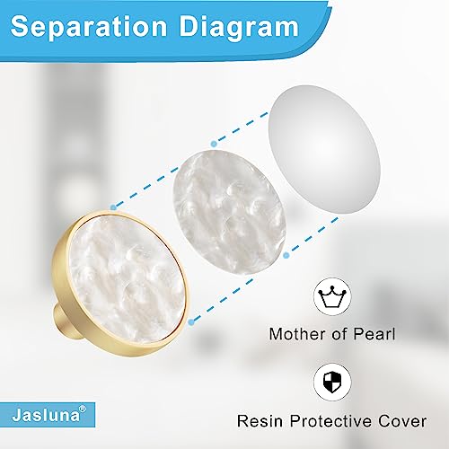 Jasluna 12-Pack Gold Knobs For Dresser Drawers, Brushed Brass Dresser Knobs Pulls, 1-1/4-Inch Knobs For Kitchen Cabinets Hardware Decorative Furniture Knobs #TOP3