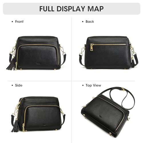 Image of Kattee RFID Genuine Leather Crossbody Bag for Women Small Purse | Top Grain Pebbled Leather. Compact Size. Built-in wallet. Anti-theft design for security. Ideal for daily, travel & work