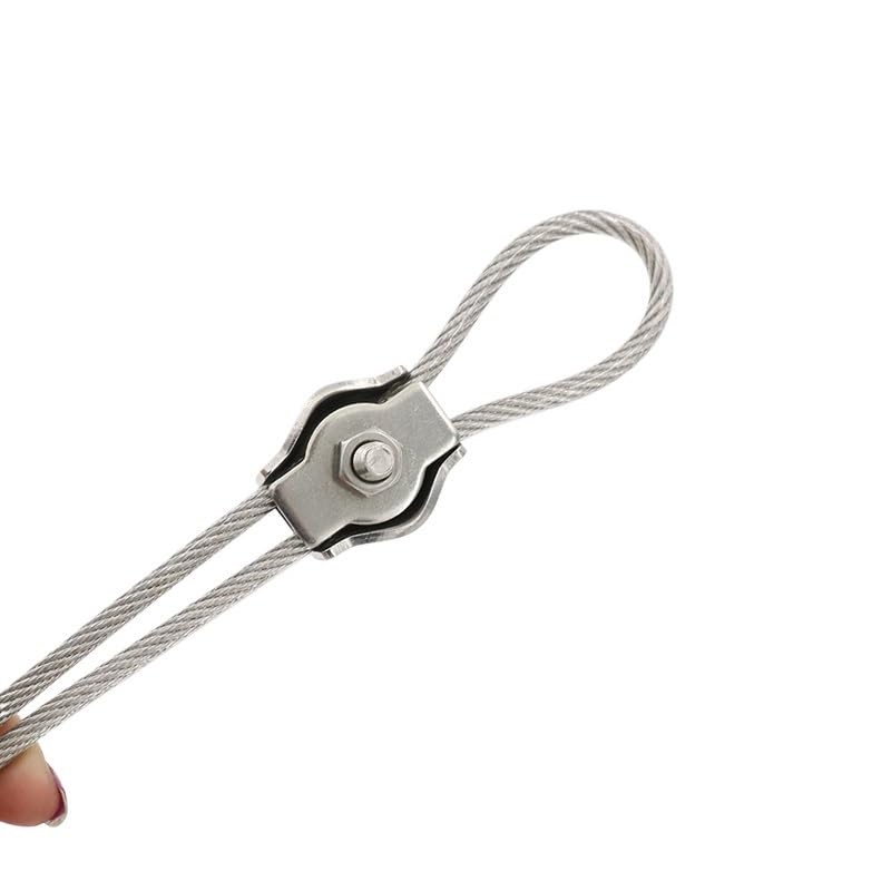 Morsetto per fili, Morsetto for fune metallica 10/20 pezzi Simplex Post Bolt Clip 2/3/4/5/6/8/10mm Morsetti for fune metallica in acciaio inossidabile 304 con doppia presa(Single Clip M10 5pcs)