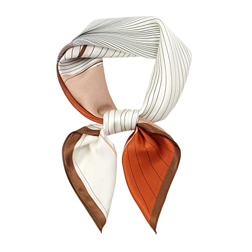 RIIQIICHY 100% Silk Hair Scarf 27x27 Brown Edge