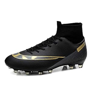 Junbu Herren High Top Fußballschuhe Jungen Atmungsaktiv Fußballschuhe Schnürschuh