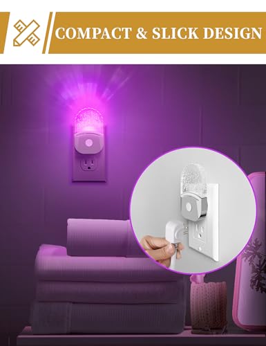 Image of DORESshop 8-Color RGB LED Night Lights Plug Into Wall [2 Pack], Color Changing RGB LED Night Light with Dusk to Dawn Sensor for Bathroom Decor, Chrome Cover