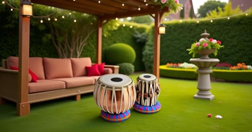 Image of Sheesham Wood Tb-0102 Hand Made Lacquer Polish Copper Tabla Set Gold Color Indian Musical Instrument Bayan Tabla, Dayan Tabla For Beginners & Students
