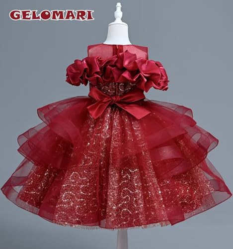 Girls Sequin Dress Sparkly Flower Girl Dress Pageant Girl Dress Wedding Party Birthday Ball Gown 5-12Y3