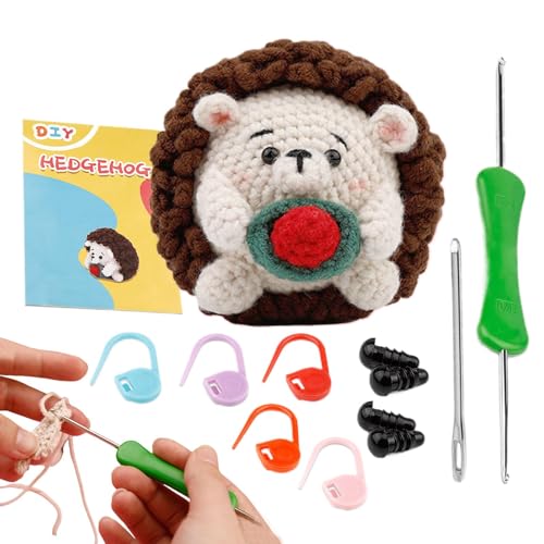 Juego de ganchillo para rizos,Juego de ganchillo para erizos para principiantes,Kit colorido para principiantes de ganchillo para adultos | Divertido juego para aprender a tejer, lindo kit de